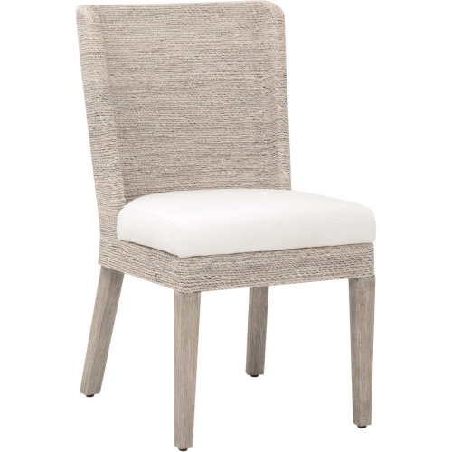 Isle Dining Chair in White Wash Rope, Pearl Fabric & Gray Mahogany (Set of 2)